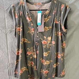 Daniel Rainn Gray Floral Blouse